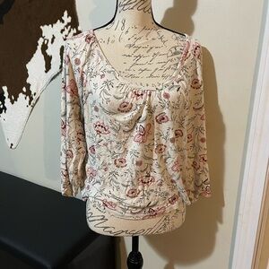 Old Navy Cream and Pink Floral Blouse